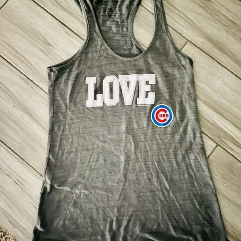 Womens Girls Chicago Cubs Racerback Love Logo Tank Shirt Size XS Small